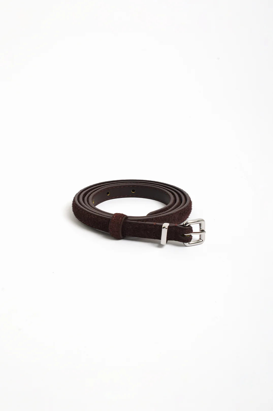 Tisha Thin Suede Jeans Belt (Chocolate/Silver) - Image 3
