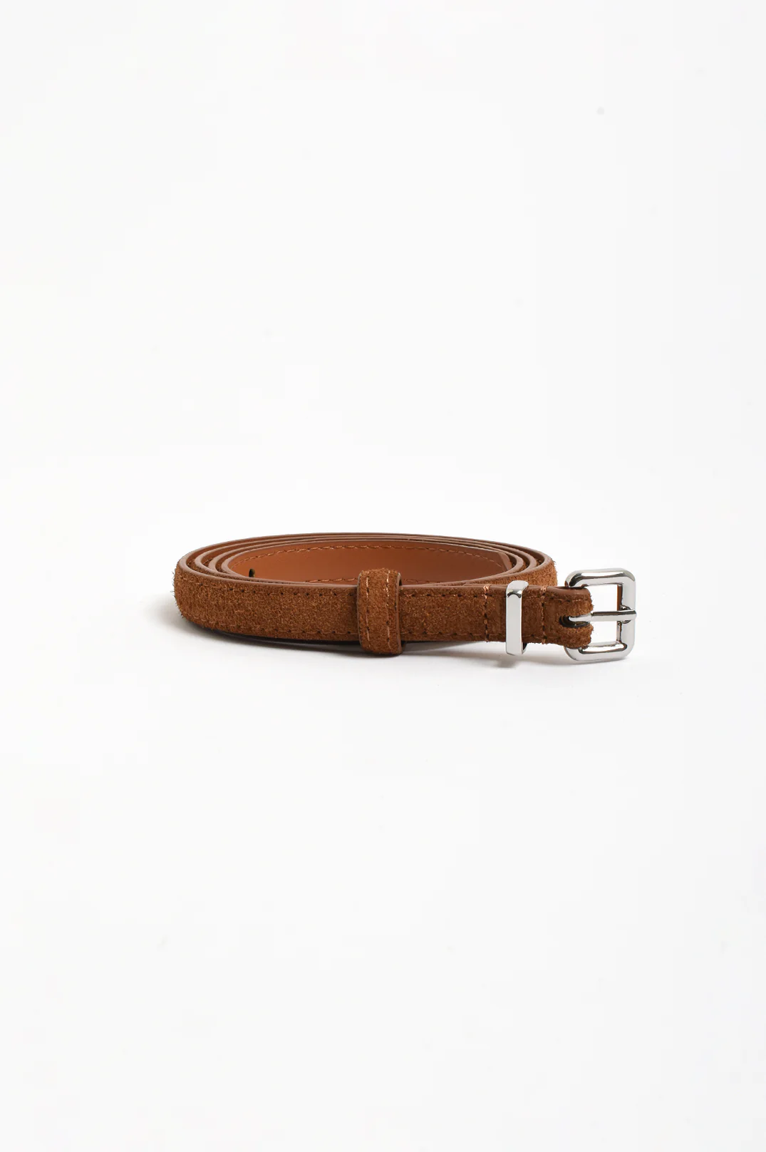 Tisha Thin Suede Jeans Belt (Tan/Silver) - Image 3