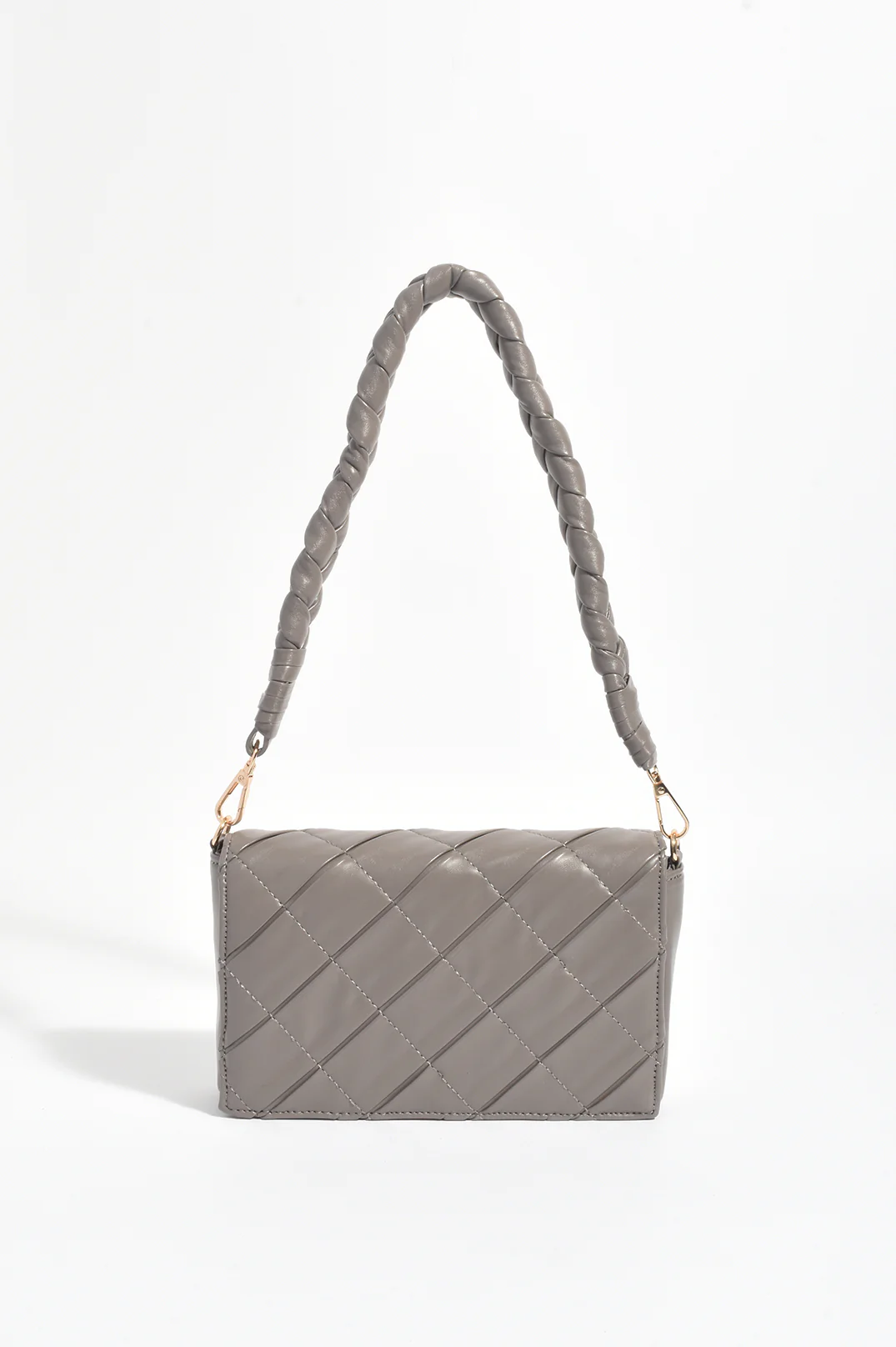 Torie Plait Handle Foldover Handbag (Grey)