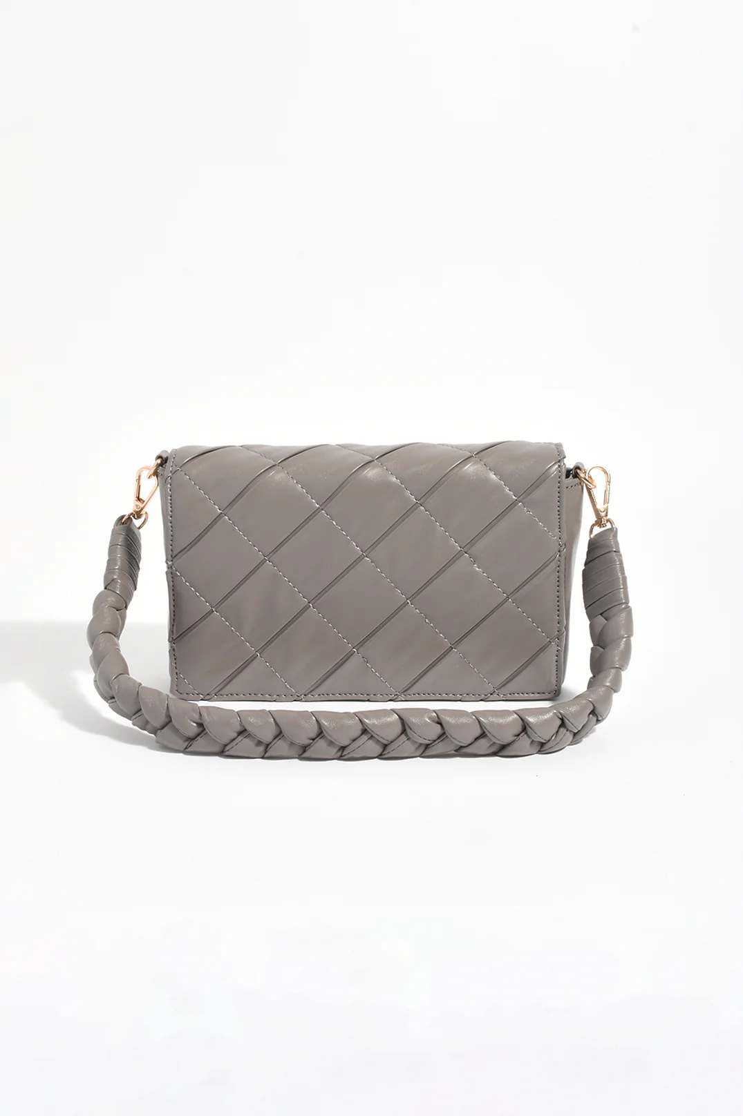 Torie Plait Handle Foldover Handbag (Grey) - Image 2