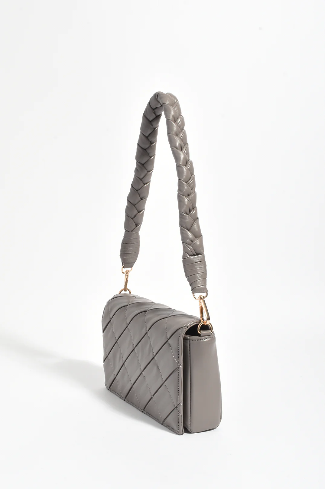 Torie Plait Handle Foldover Handbag (Grey) - Image 3