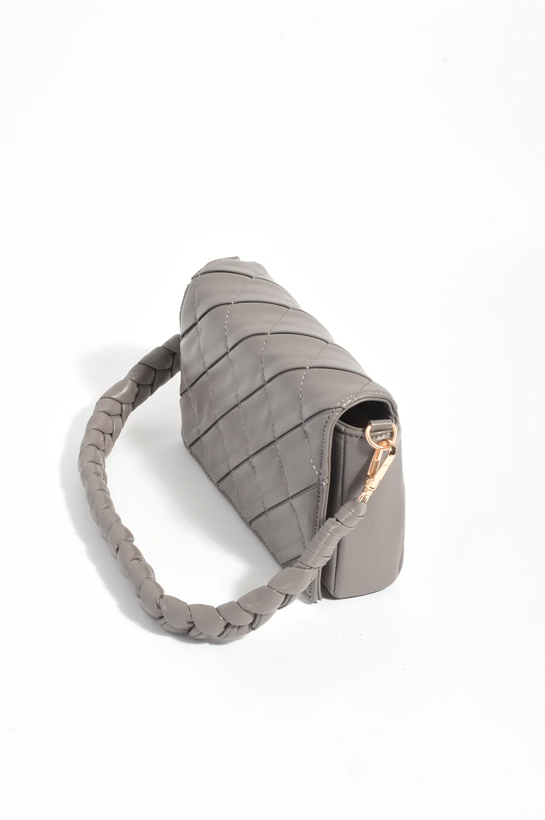 Torie Plait Handle Foldover Handbag (Grey) - Image 4