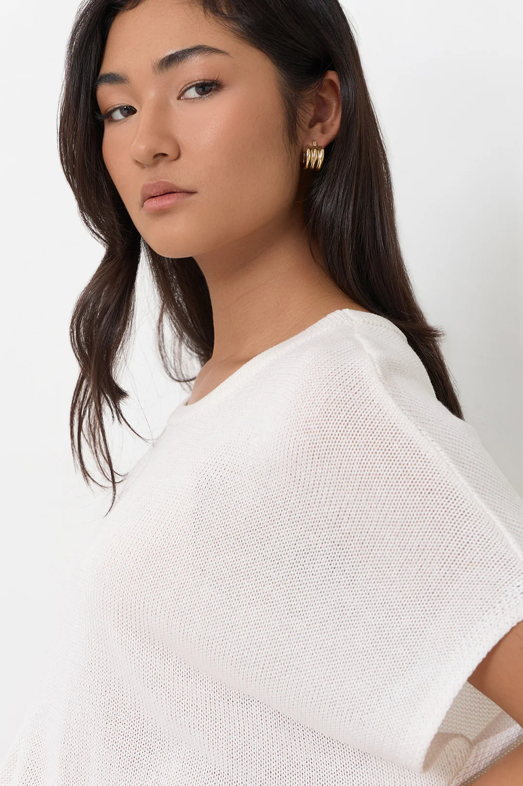 Trio Rows Mini Earrings (Gold) - Image 3
