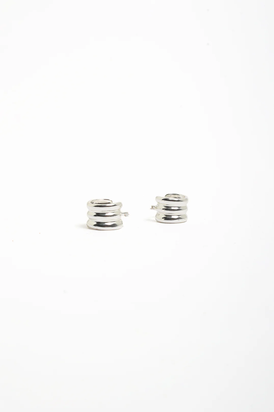 Trio Rows Mini Earrings (Silver) - Image 2