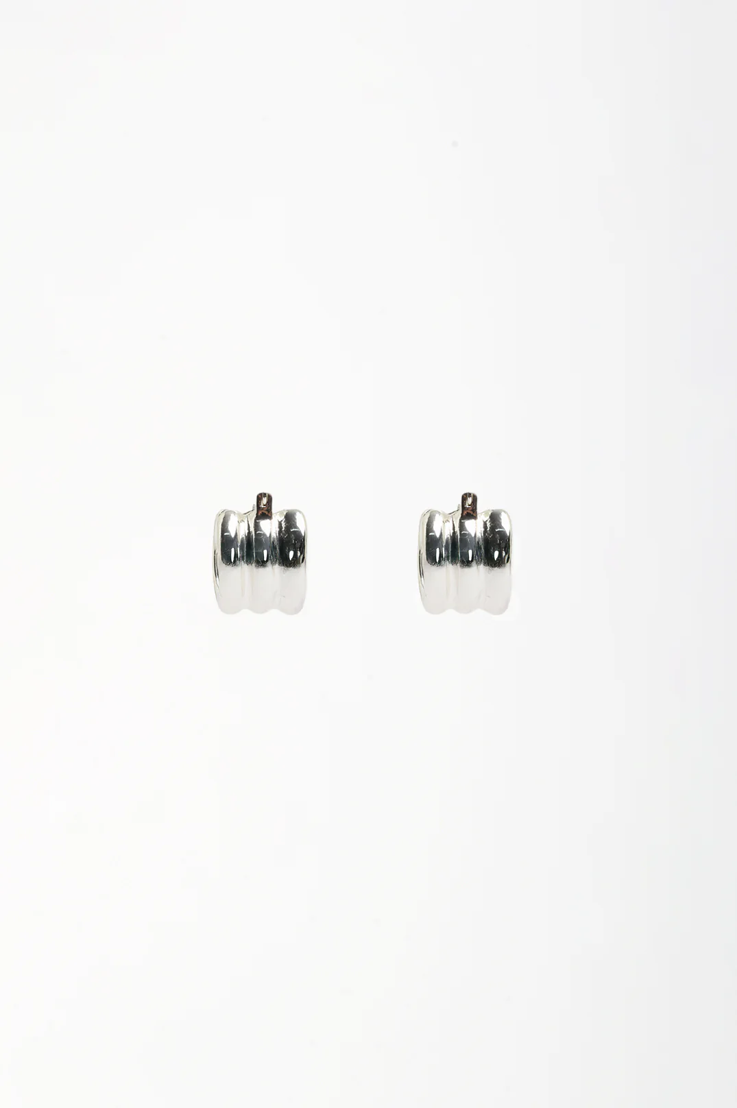Trio Rows Mini Earrings (Silver) - Image 4