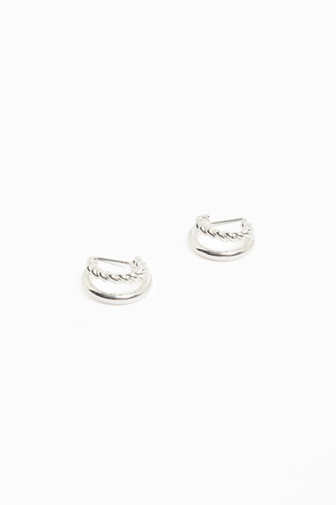 Twist Detail Double Hoops (Silver)