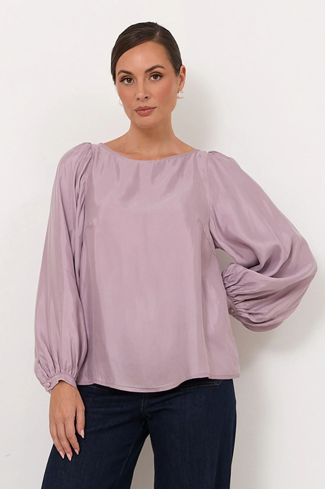 Ulla Boat Neck Cupro Top (Lilac)