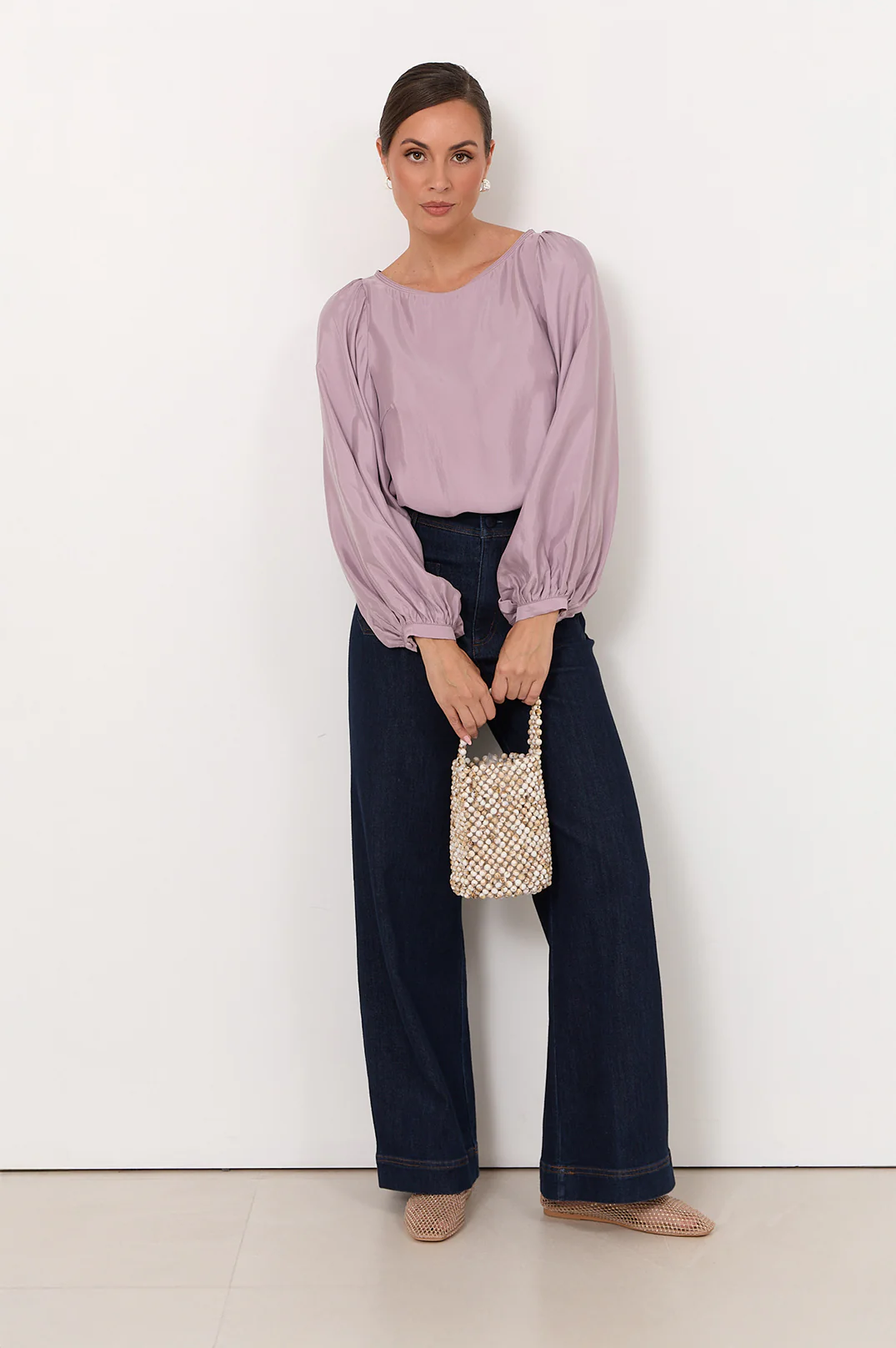Ulla Boat Neck Cupro Top (Lilac) - Image 2