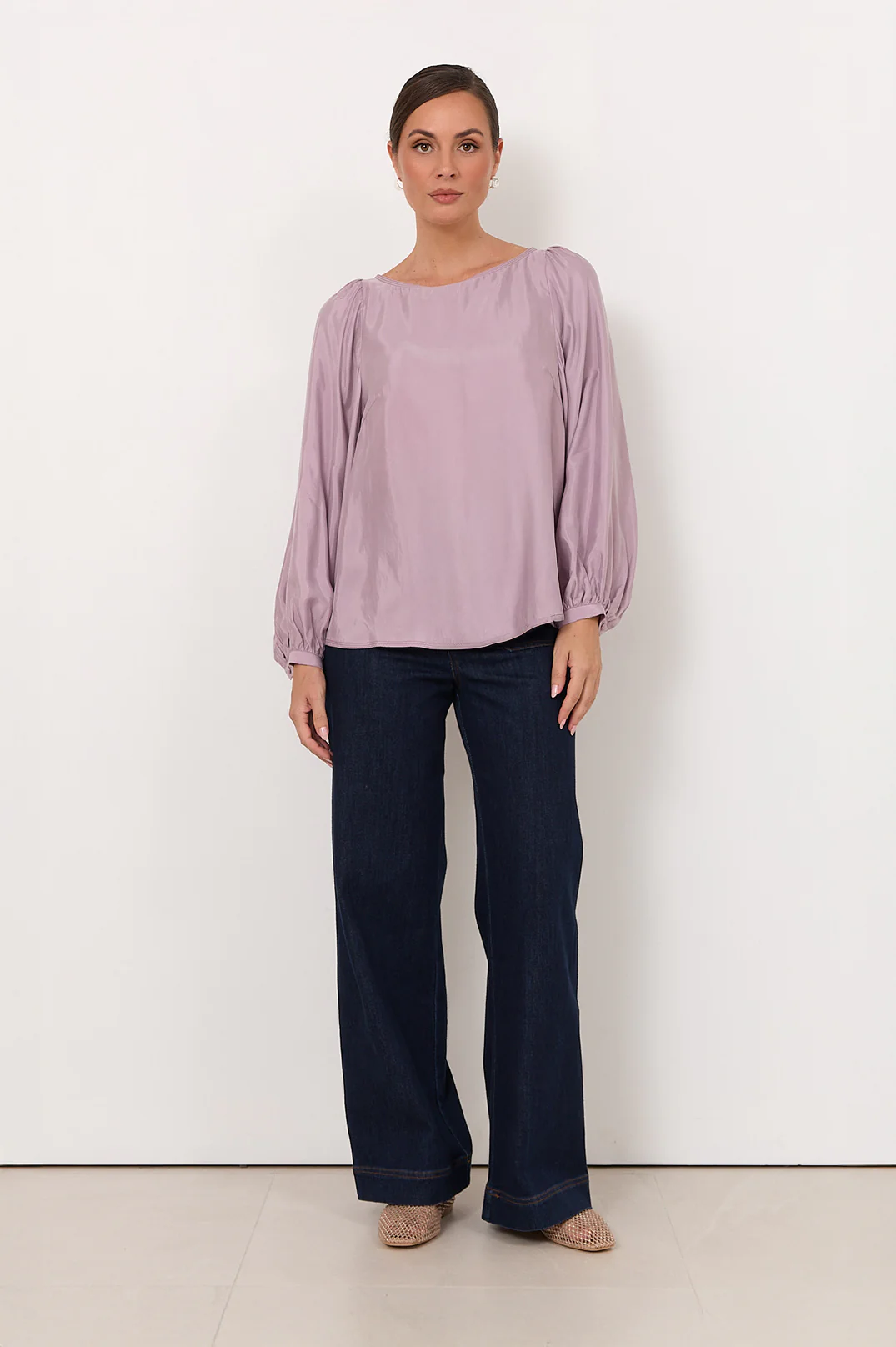 Ulla Boat Neck Cupro Top (Lilac) - Image 3