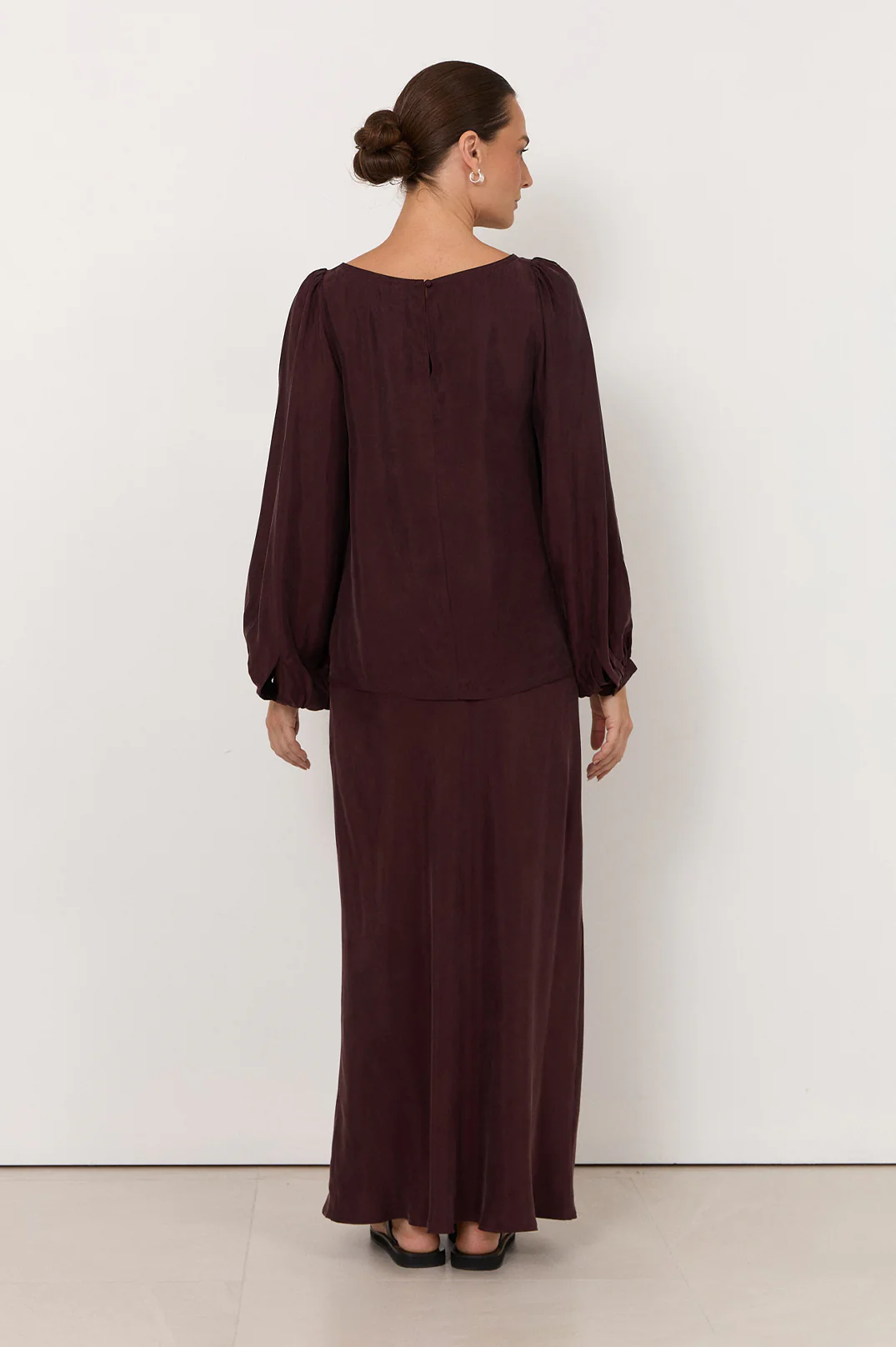 Ulla Boat Neck Cupro Top (Plum) - Image 5