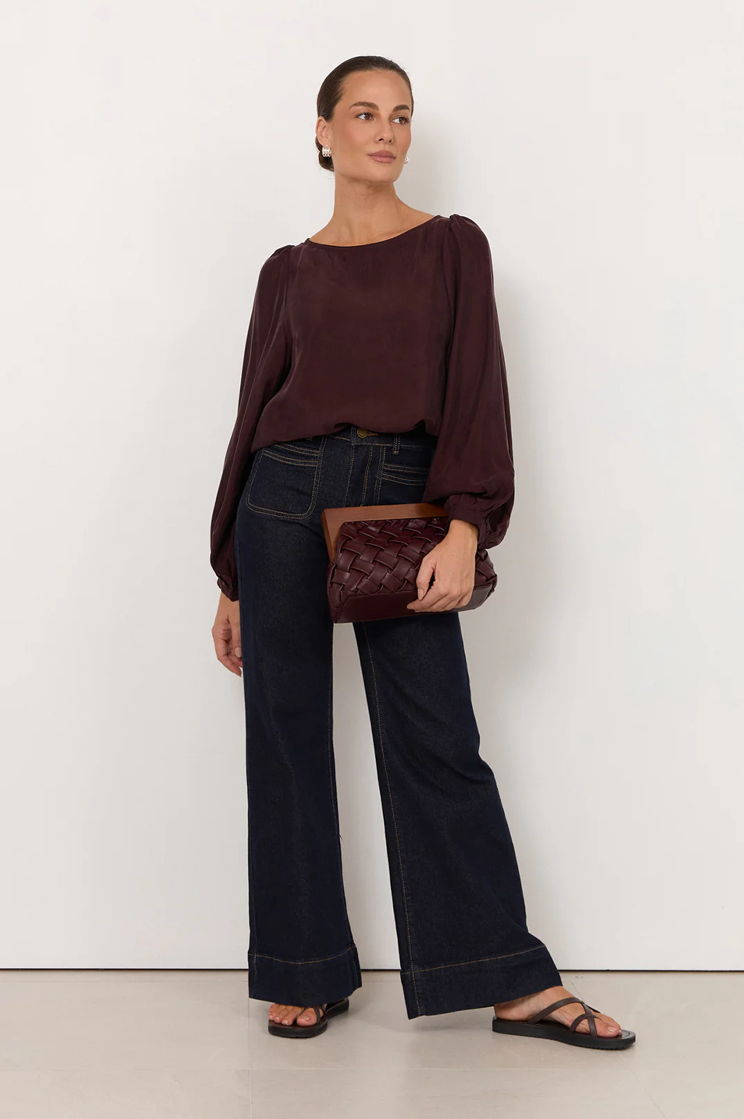 Ulla Boat Neck Cupro Top (Plum) - Image 6