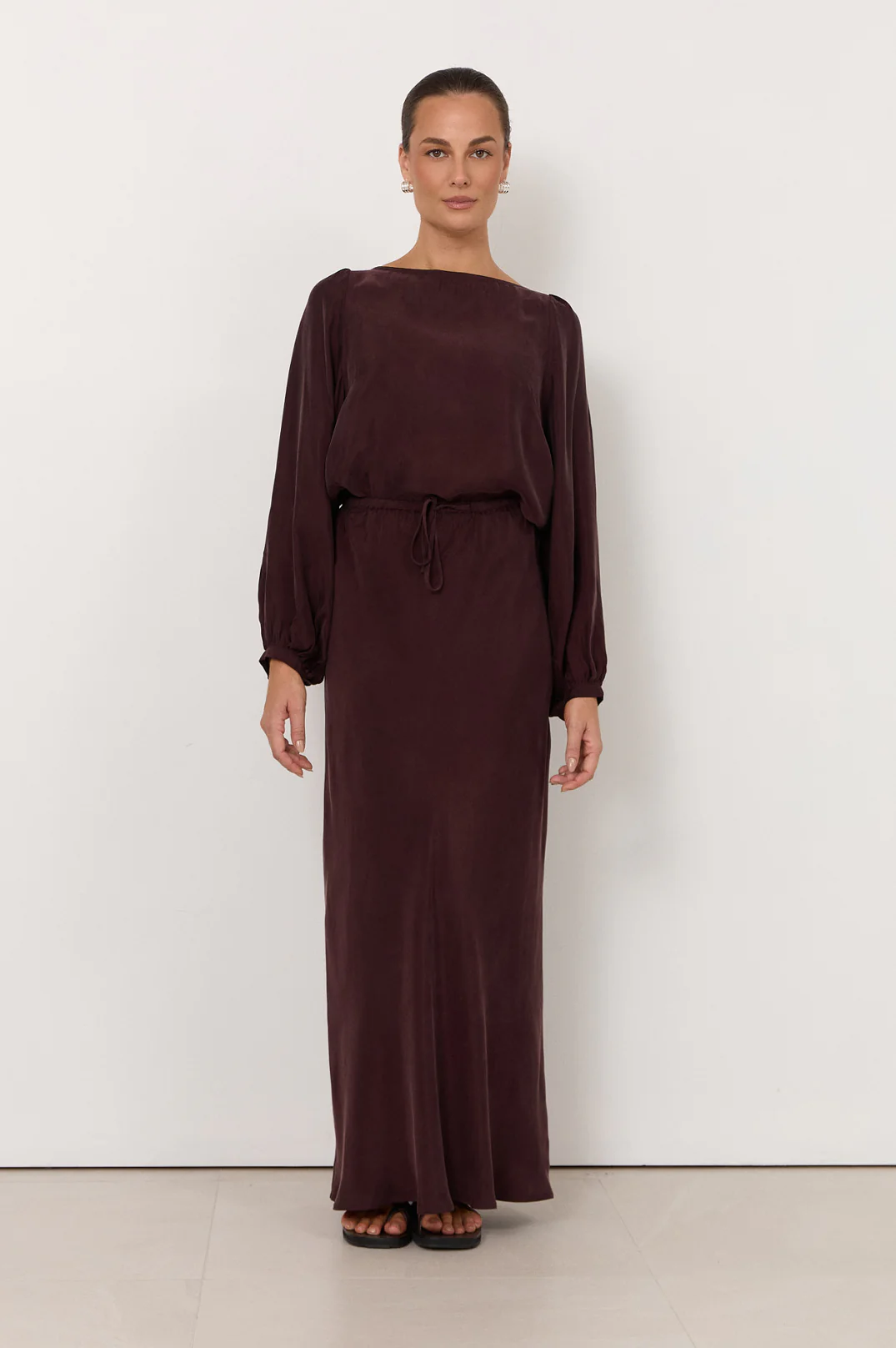 Ulla Boat Neck Cupro Top (Plum) - Image 7
