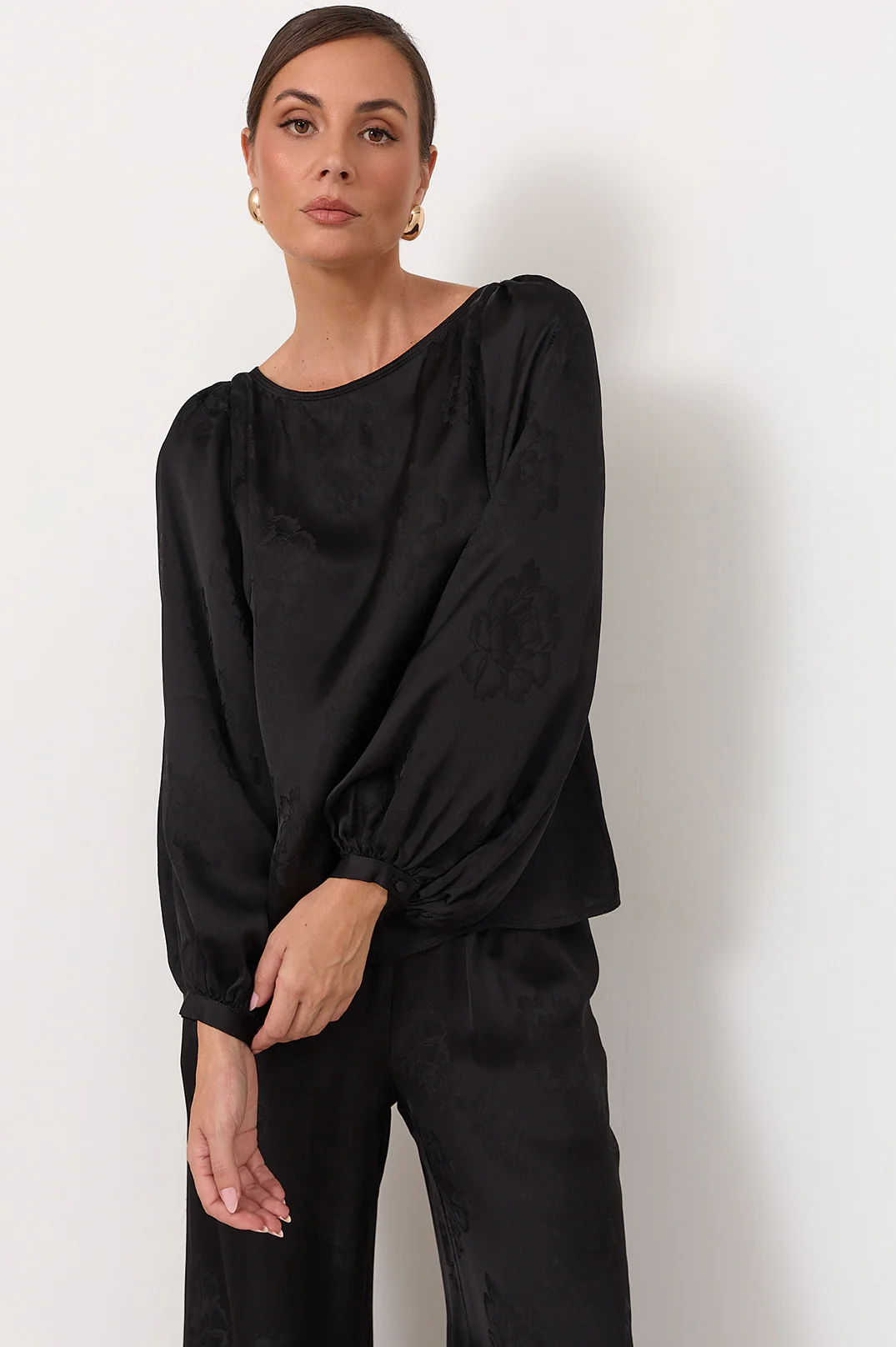 Ulla Boat Neck Top (Black) - Image 3