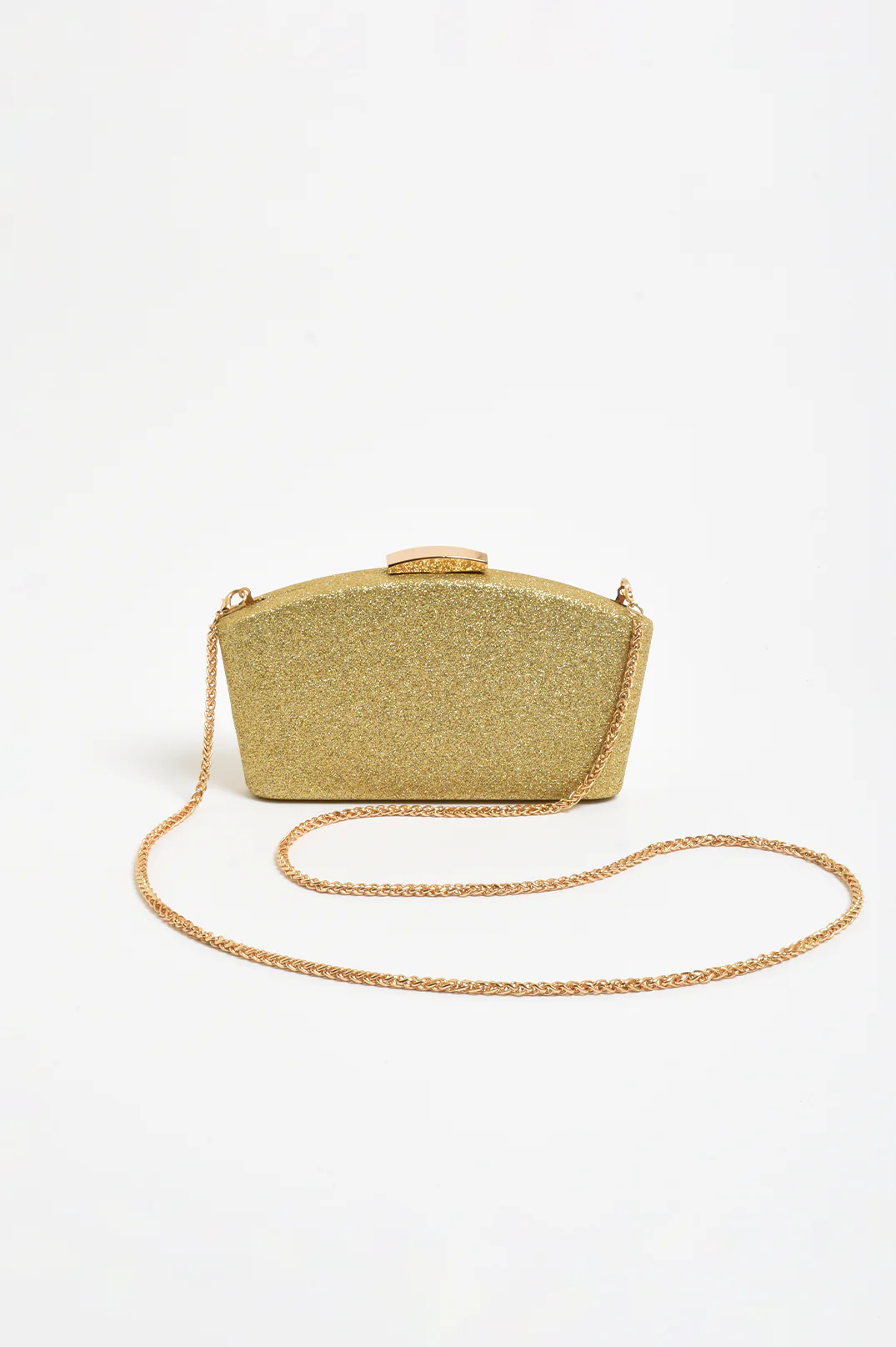 Valencia Glitter Curve Top Structured Clutch (Gold) - Image 3