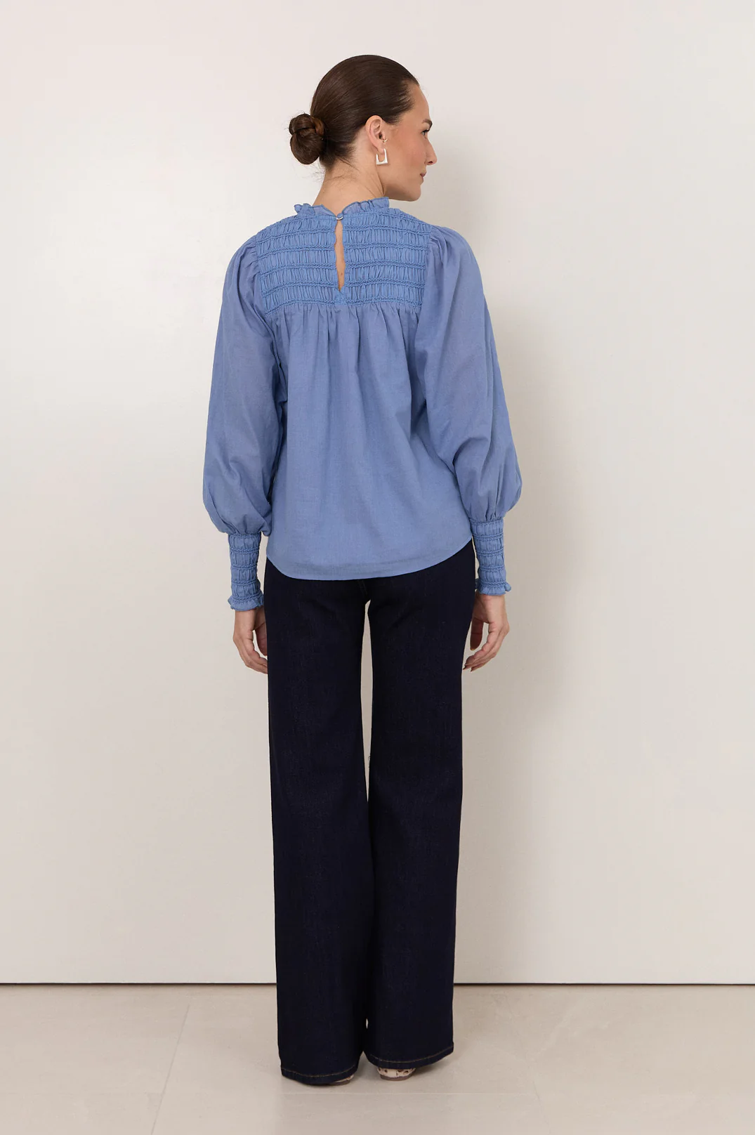 Valentina Shirred Top (Blue) - Image 4