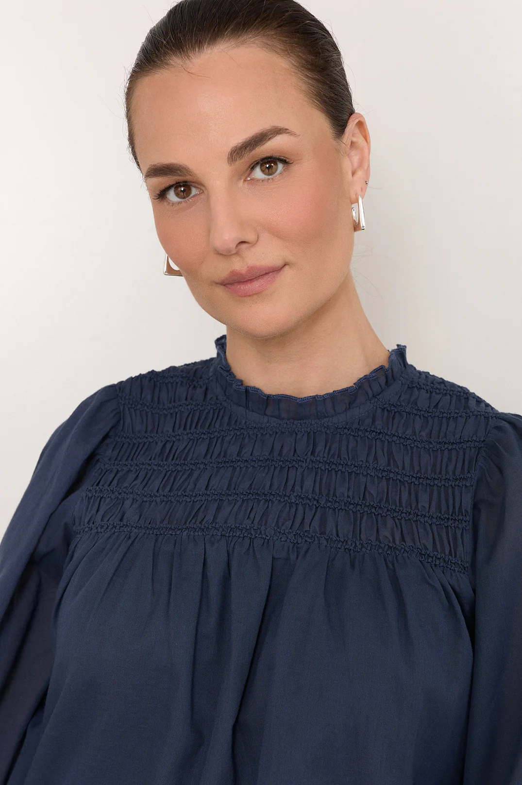Valentina Shirred Top (Navy) - Image 4