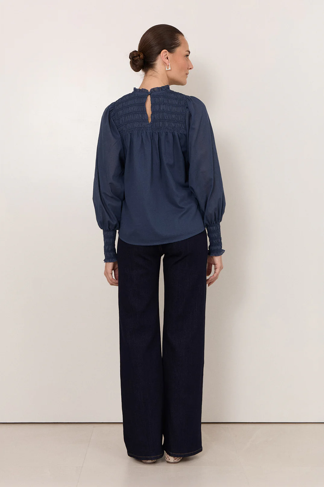 Valentina Shirred Top (Navy) - Image 5