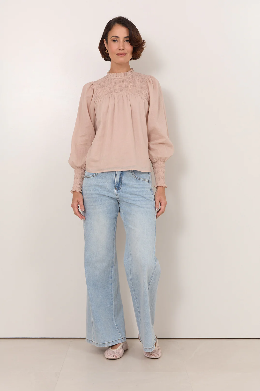 Valentina Shirred Top (Stone) - Image 3
