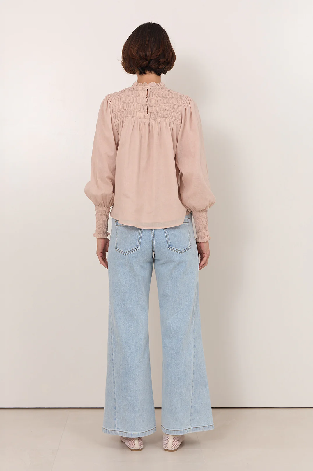Valentina Shirred Top (Stone) - Image 4