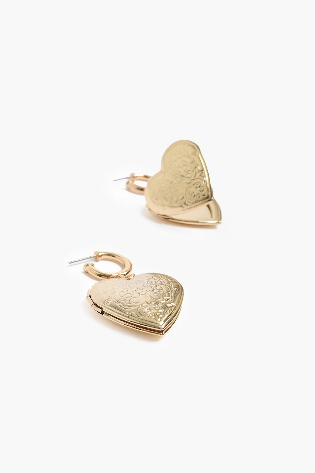 Vintage Heart Charm Hoops (Gold) - Image 3