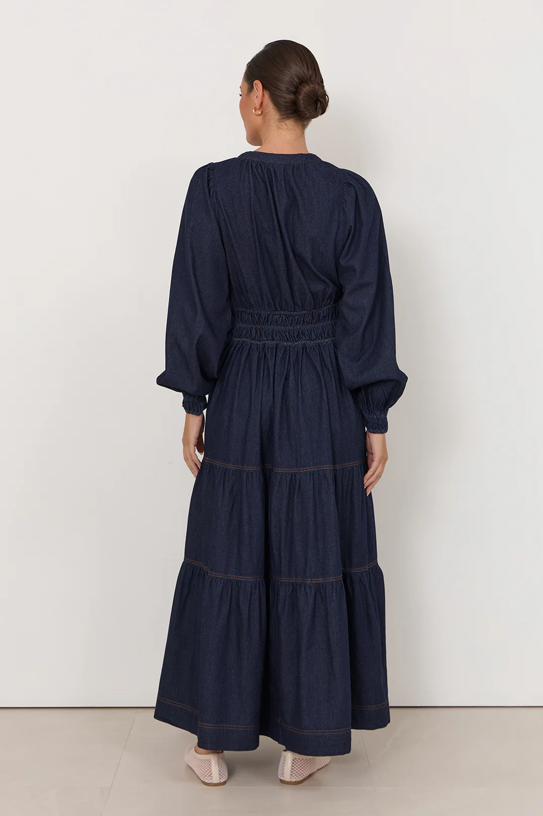 Violette Long Sleeve Denim Dress (Denim) - Image 4