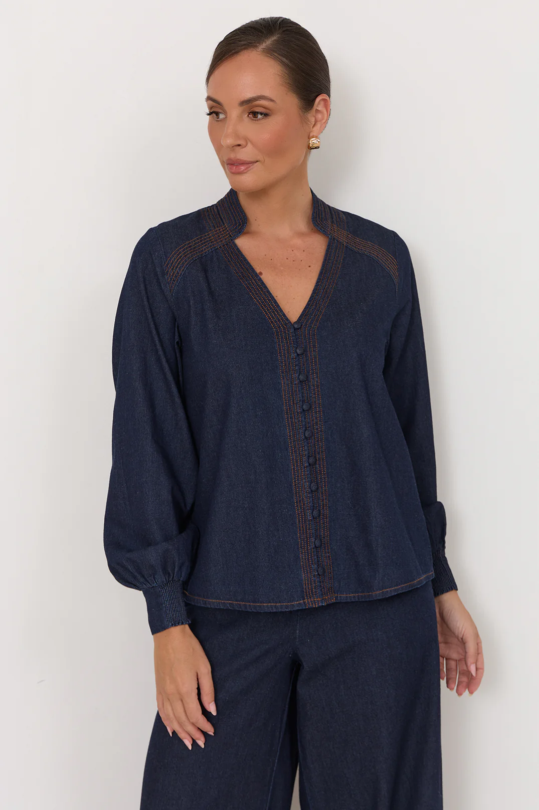 Vivi Lightweight Denim Top (Dark Denim) - Image 3