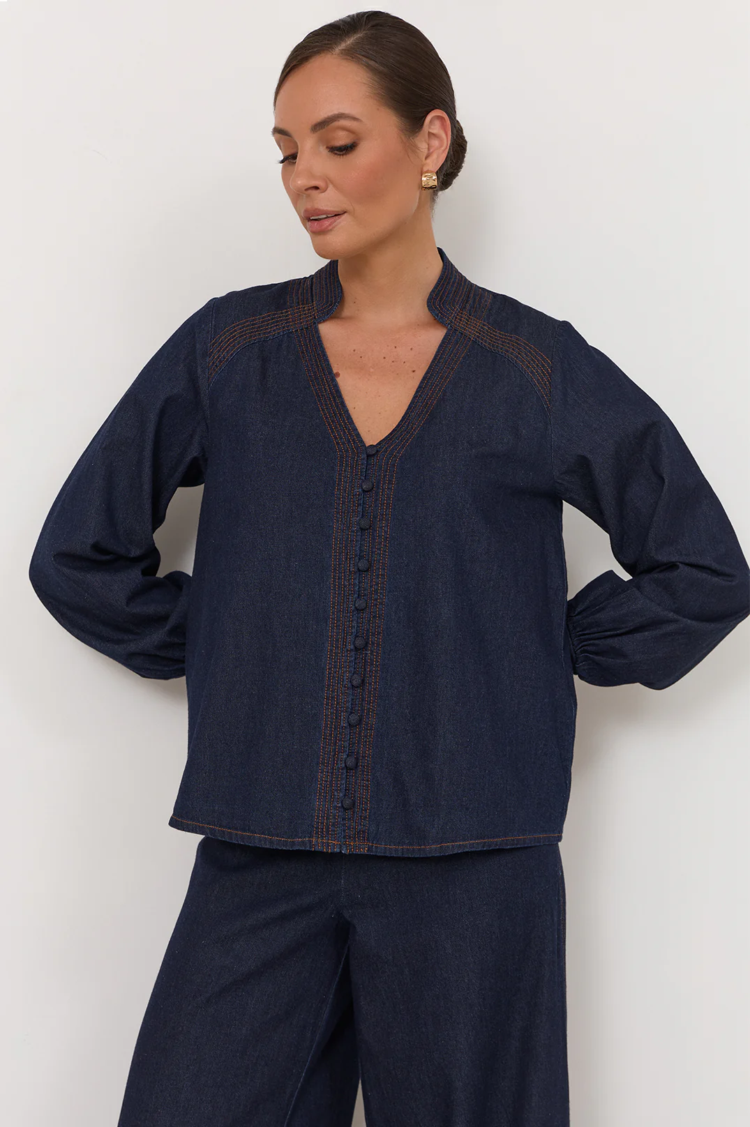 Vivi Lightweight Denim Top (Dark Denim) - Image 4
