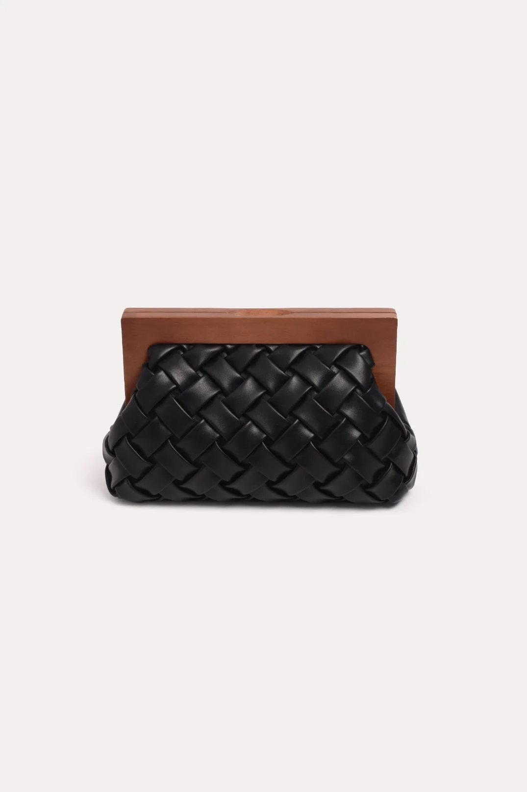 Vivienne Weave Timber Frame Clutch (Black)