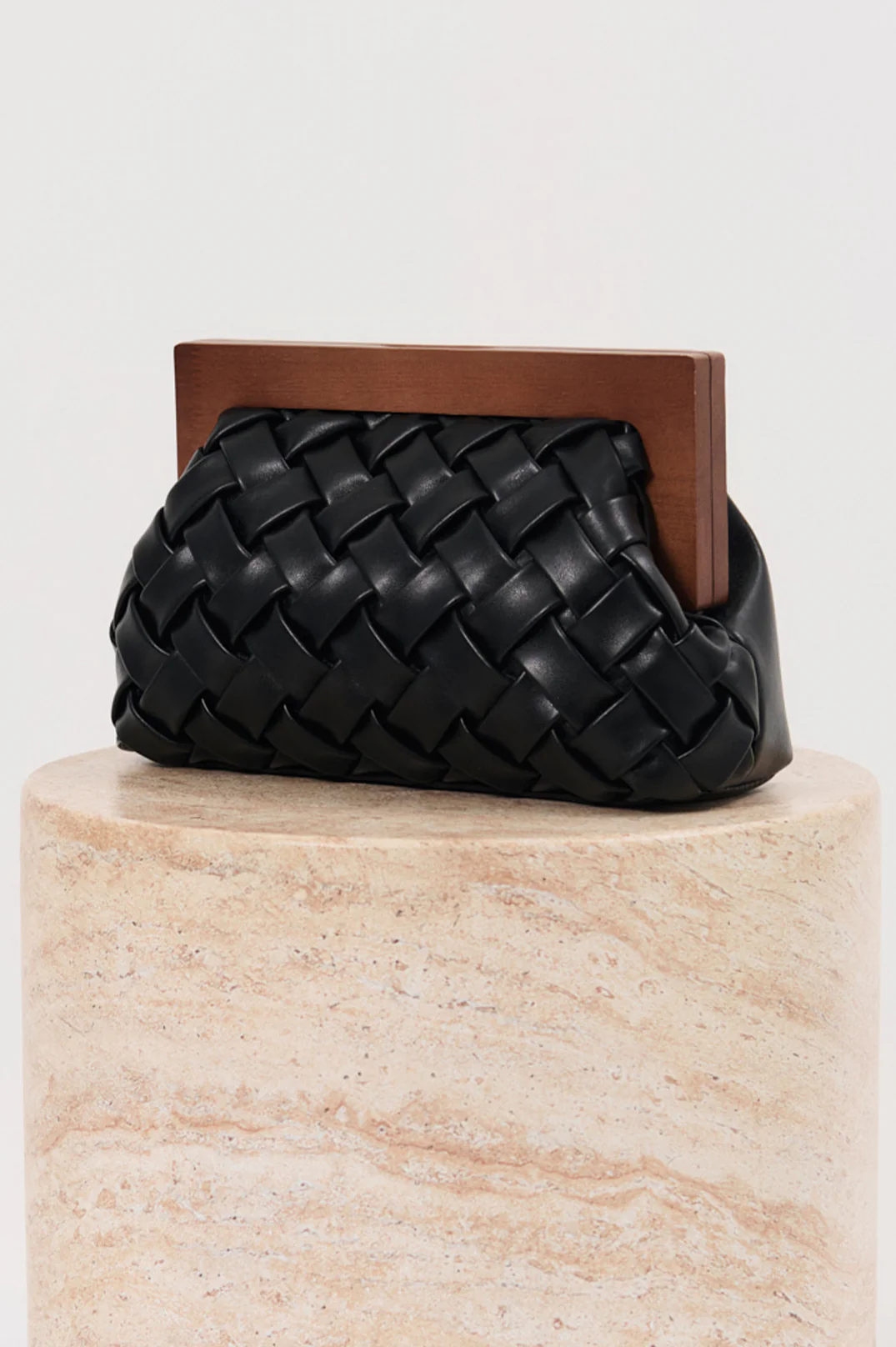 Vivienne Weave Timber Frame Clutch (Black) - Image 3