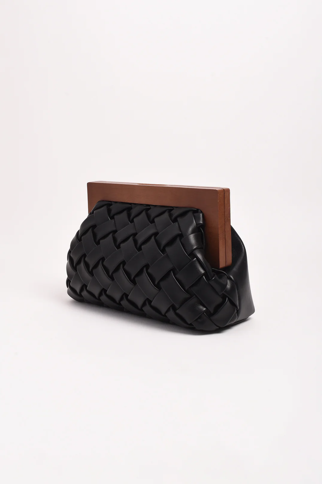 Vivienne Weave Timber Frame Clutch (Black) - Image 5