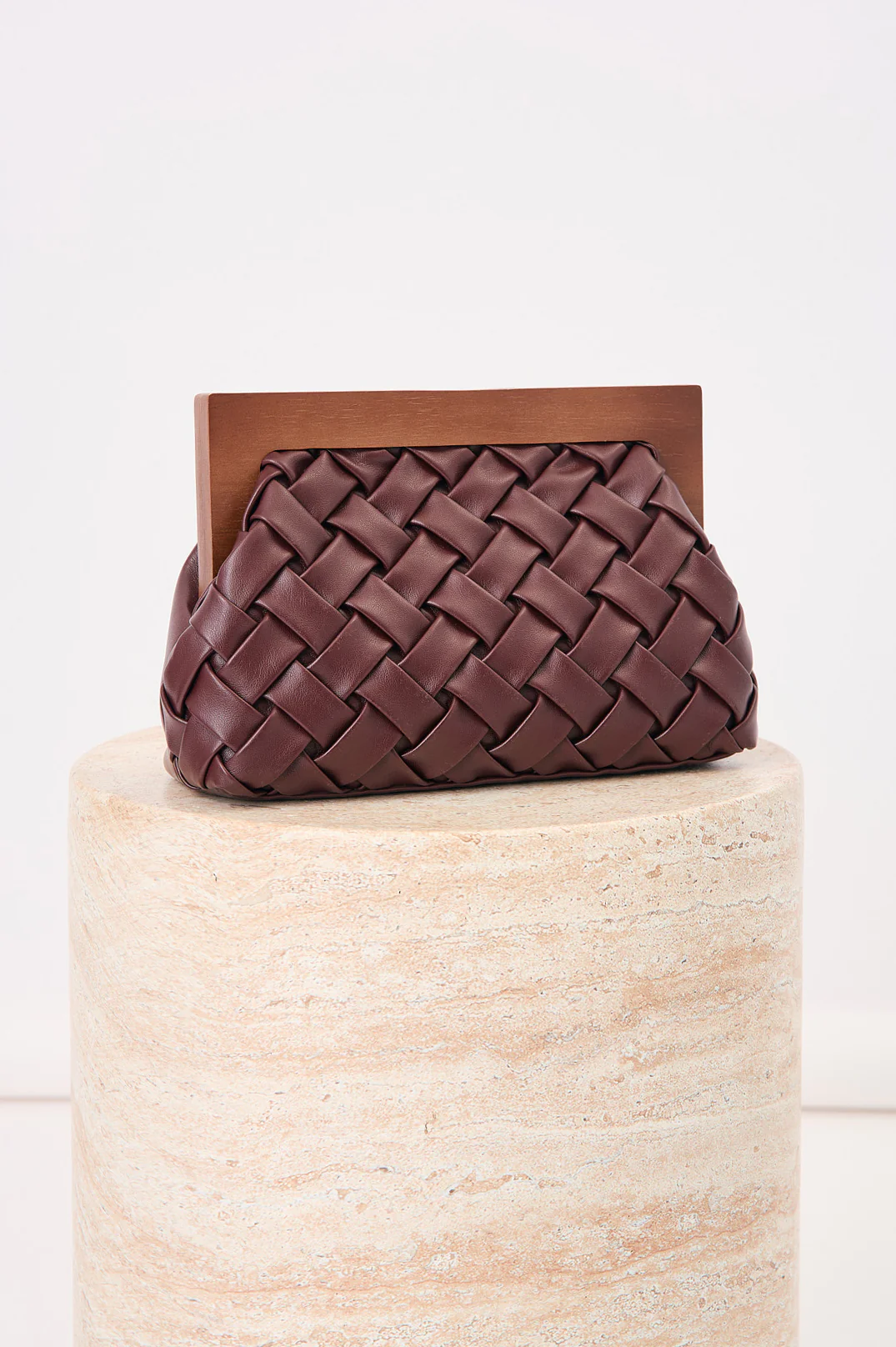 Vivienne Weave Timber Frame Clutch (Burgundy) - Image 3