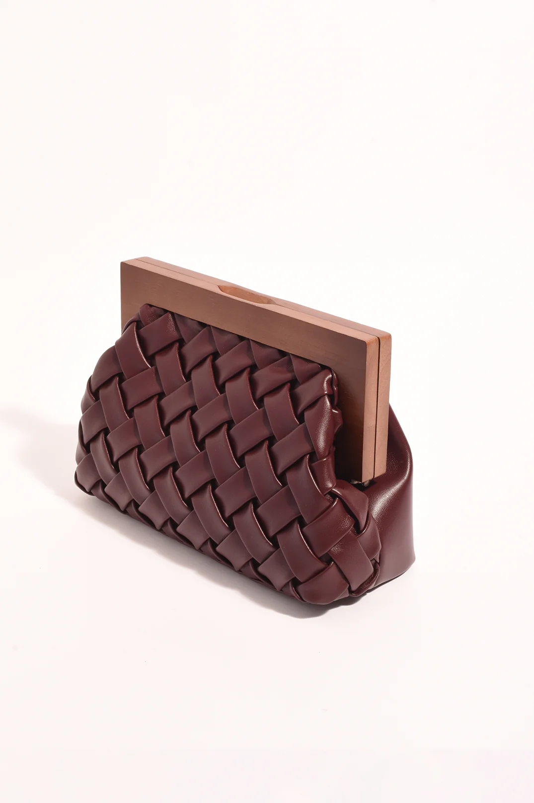Vivienne Weave Timber Frame Clutch (Burgundy) - Image 4