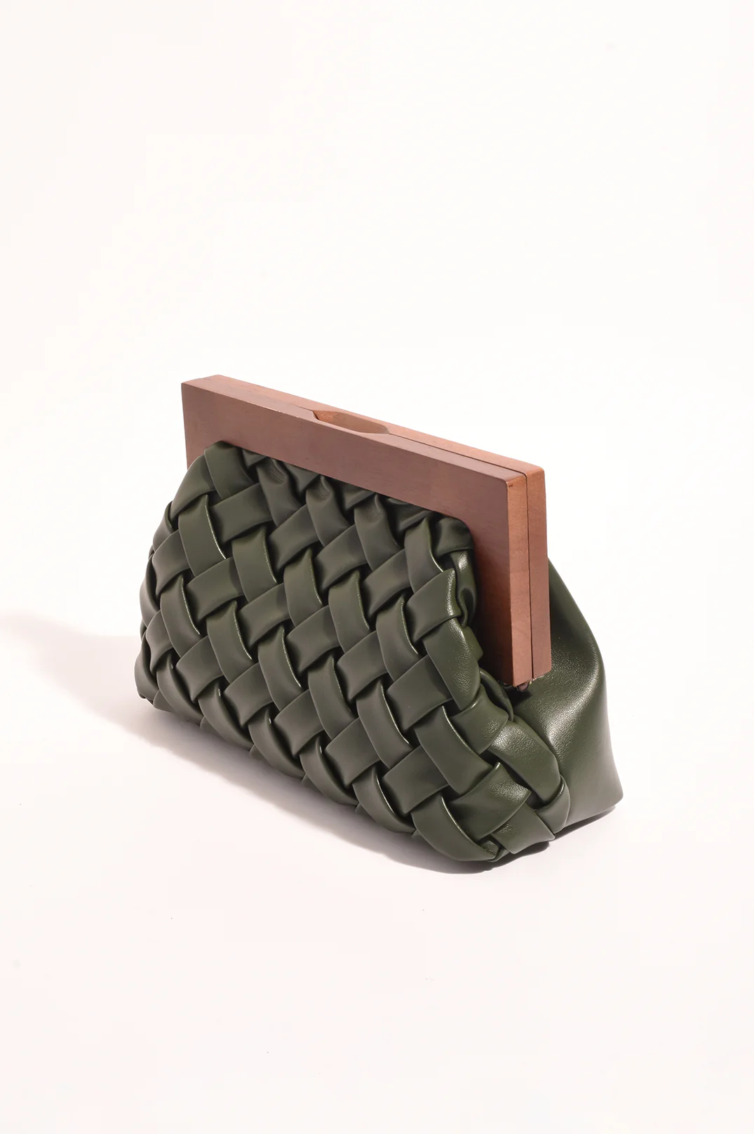 Vivienne Weave Timber Frame Clutch (Khaki) - Image 3
