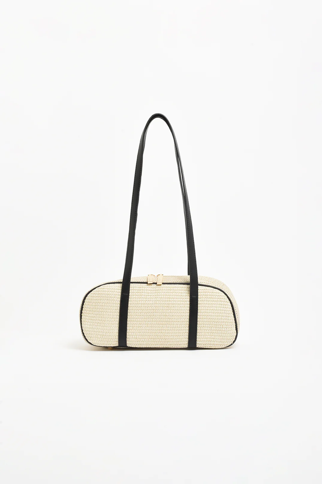 Weave and Trim Bowler Bag (Natural/Black)