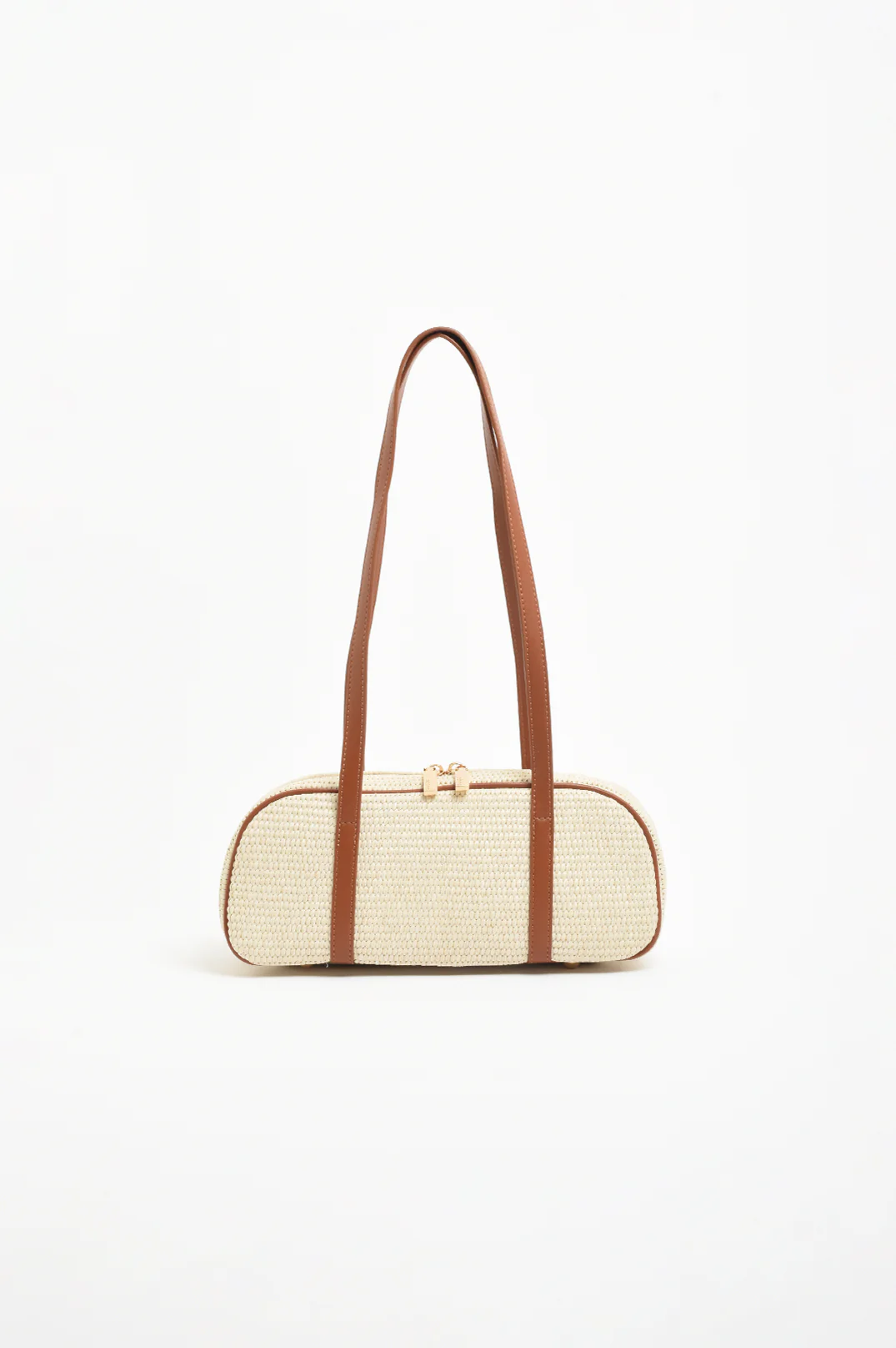 Weave and Trim Bowler Bag (Natural/Tan)