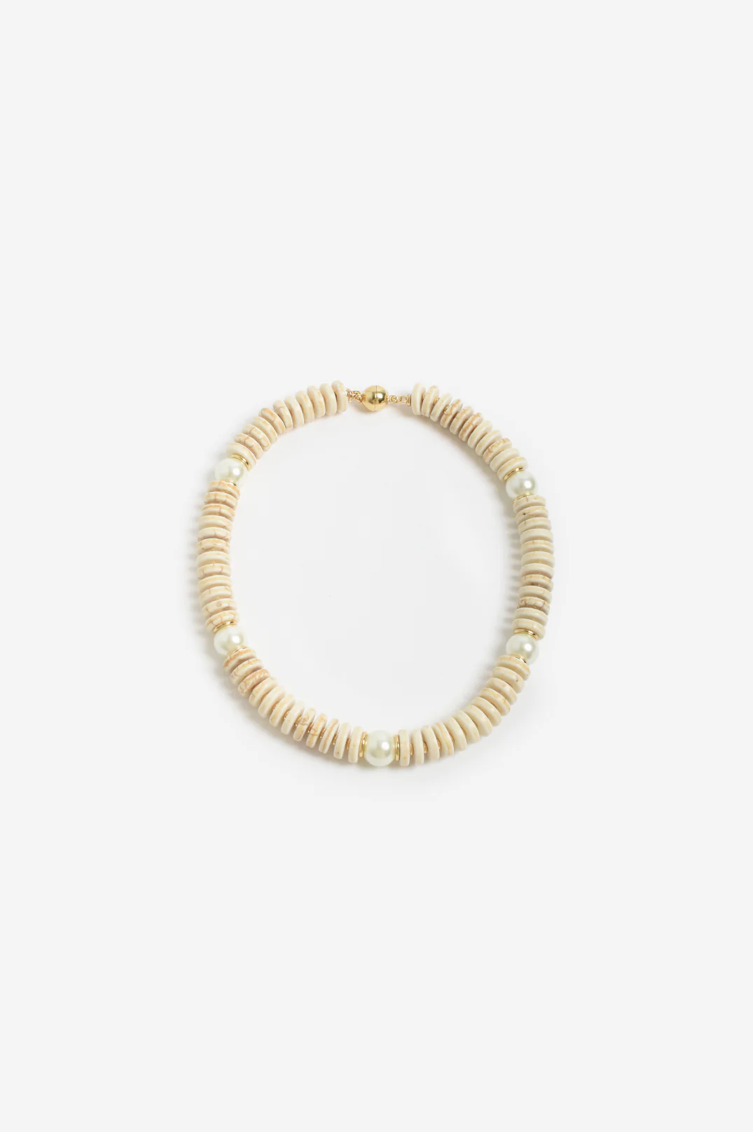 Wheel Bead Pearl Short Event Necklace (Natural) - Image 2