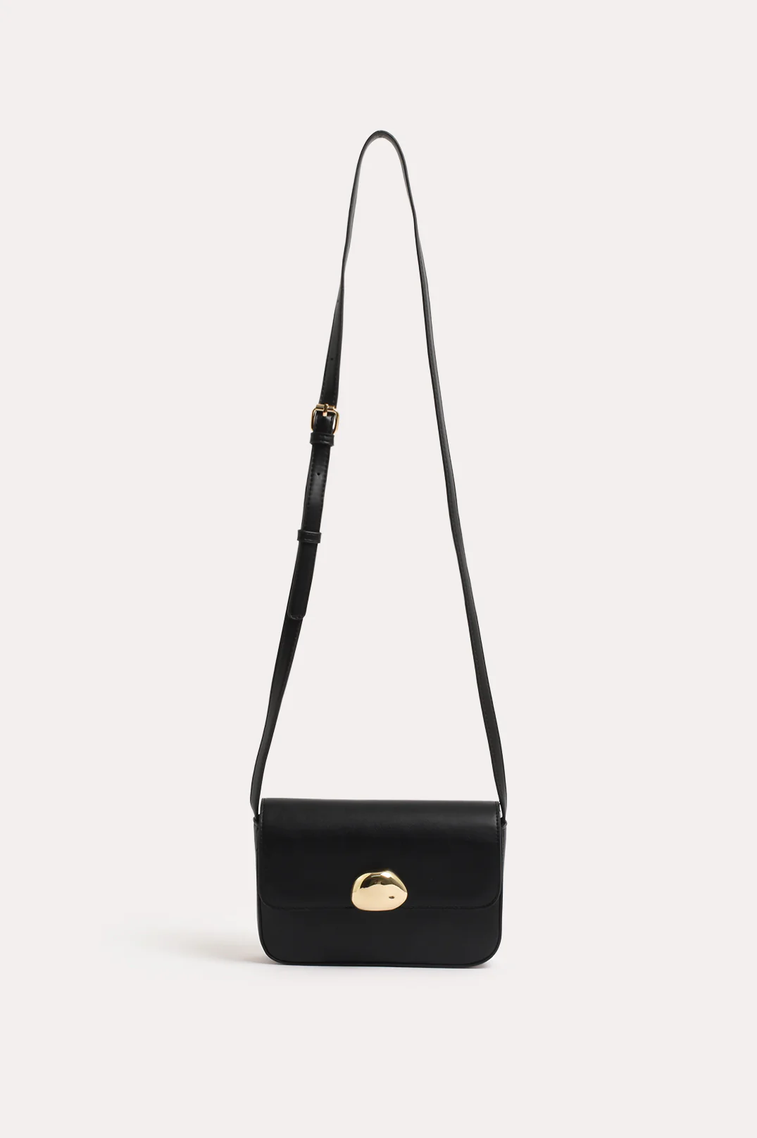 Winston Metal Button Crossbody Bag (Black)