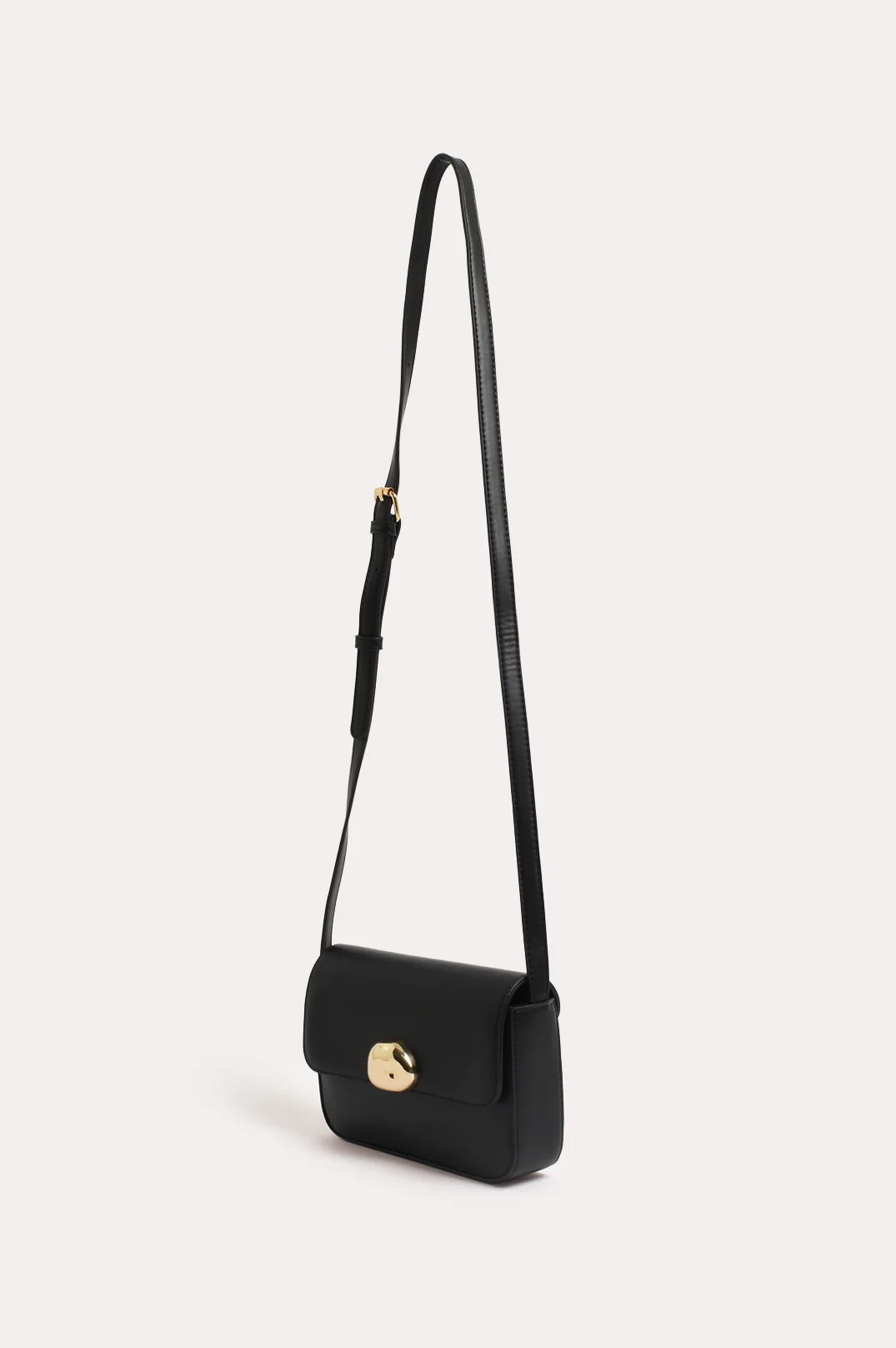 Winston Metal Button Crossbody Bag (Black) - Image 3