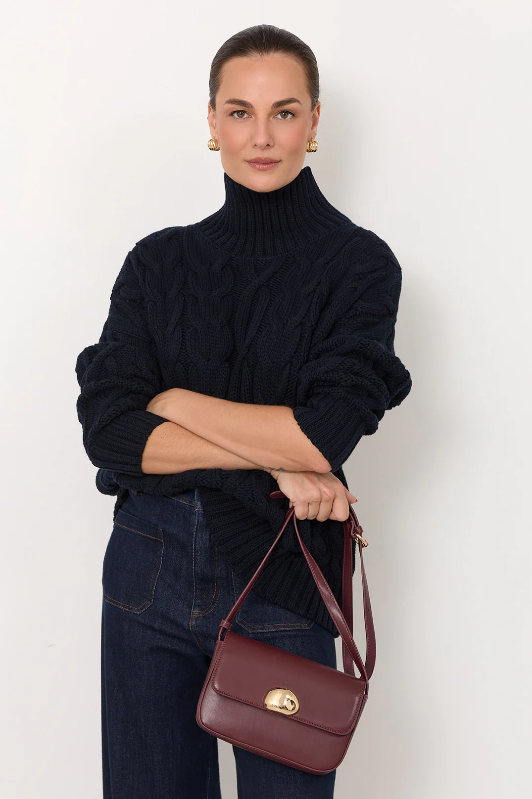 Winston Metal Button Crossbody Bag (Wine) - Image 2