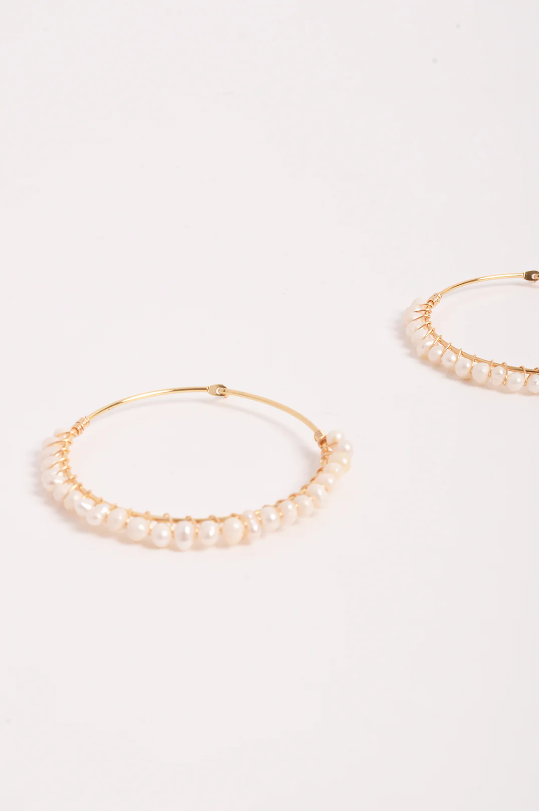 Wired Pearl Hoops (Gold) - Image 2
