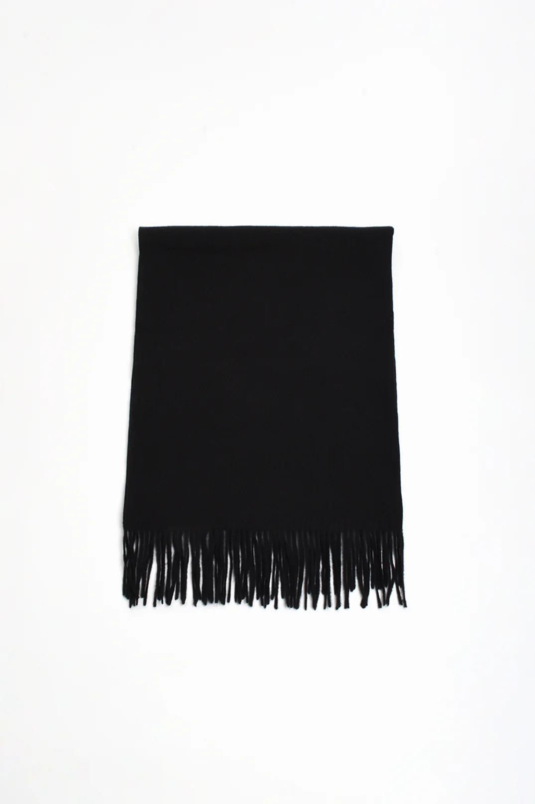Wool Blend Fringe Edge Scarf (Black)