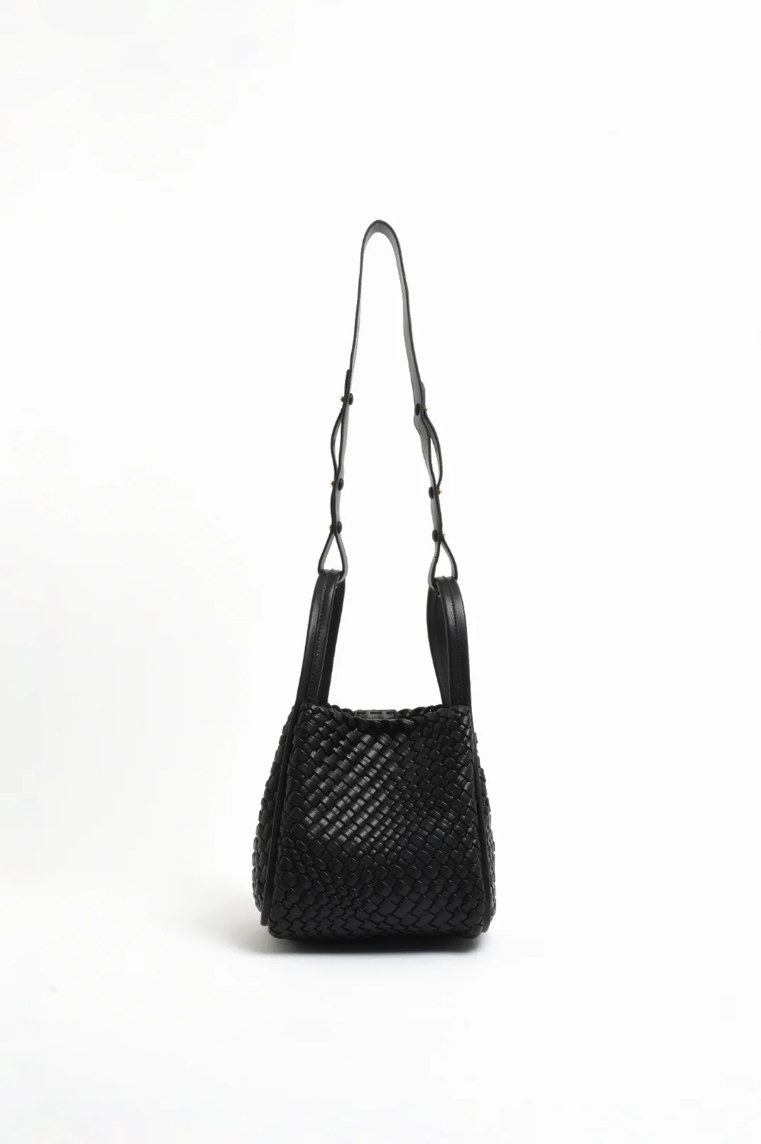 Woven Slouch Bucket Bag (Black) - Image 3