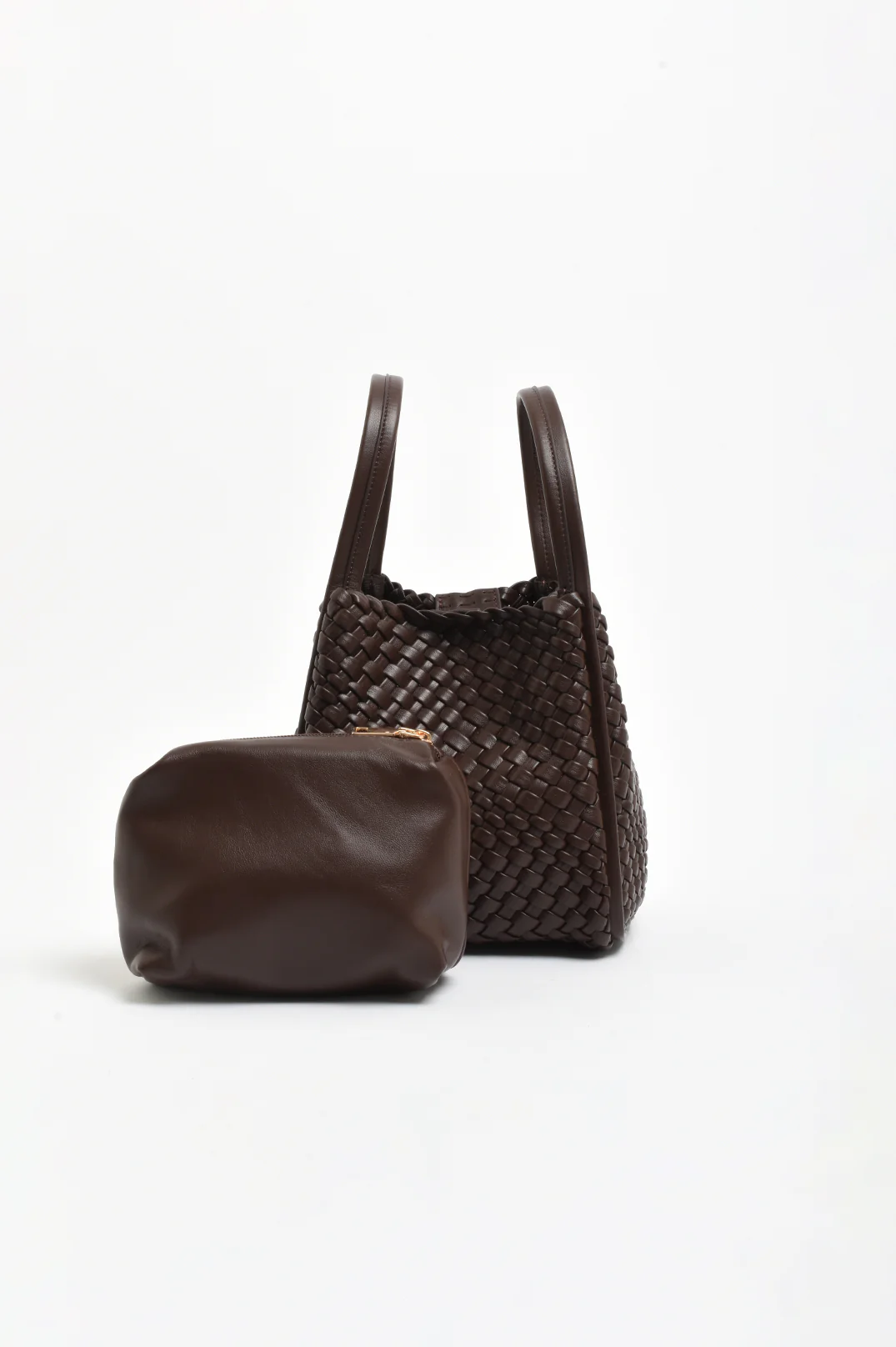 Woven Slouch Bucket Bag (Chocolate) - Image 4