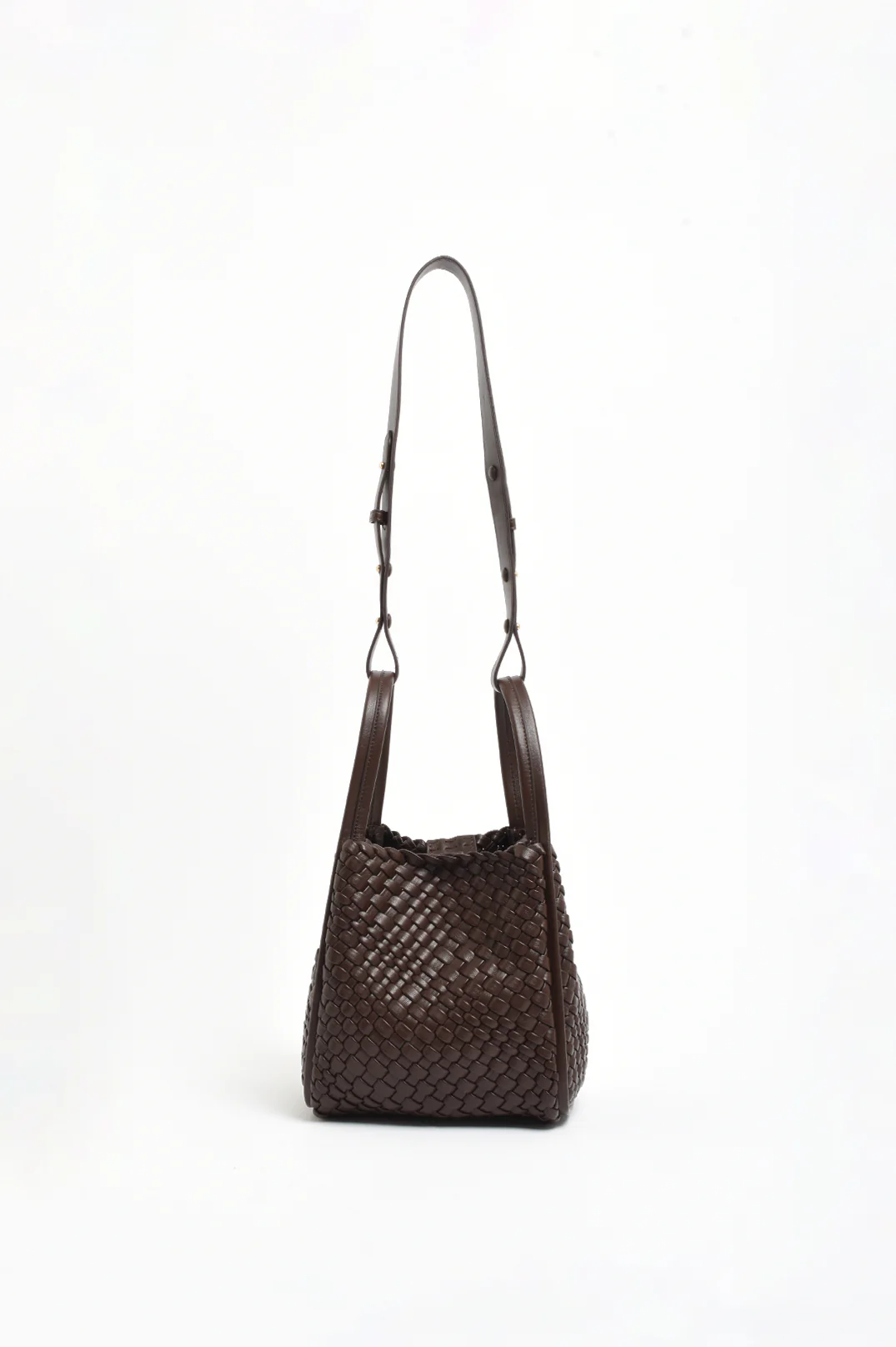 Woven Slouch Bucket Bag (Chocolate) - Image 5