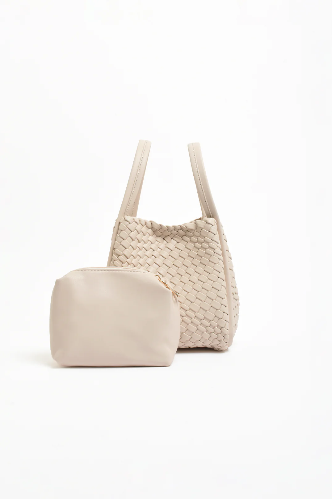 Woven Slouch Bucket Bag (Stone) - Image 3