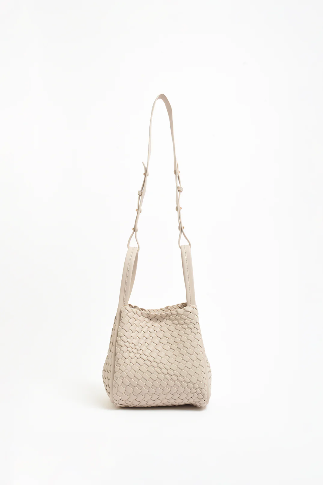 Woven Slouch Bucket Bag (Stone) - Image 4
