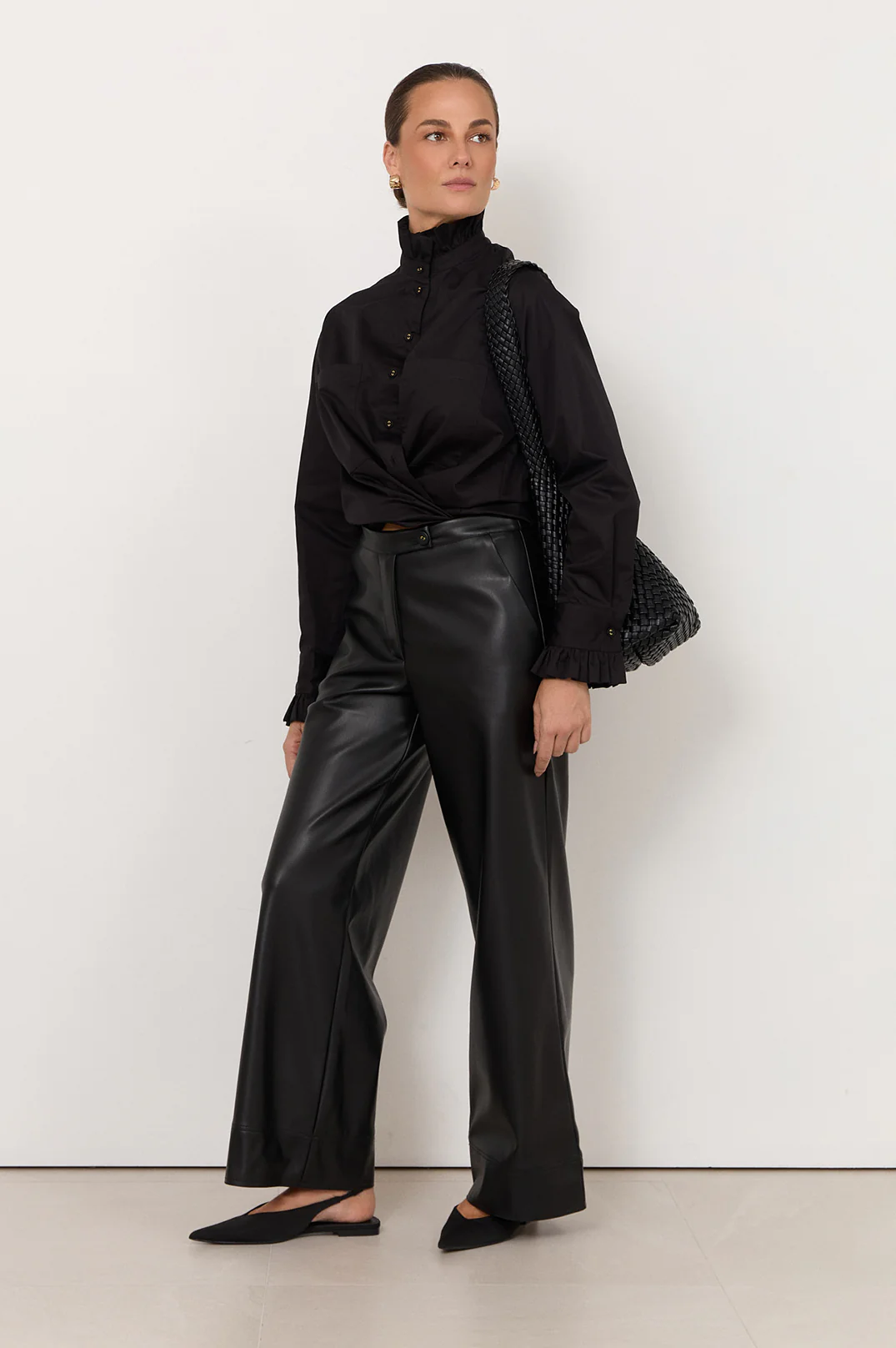 Woven Slouch Tote (Black) - Image 2