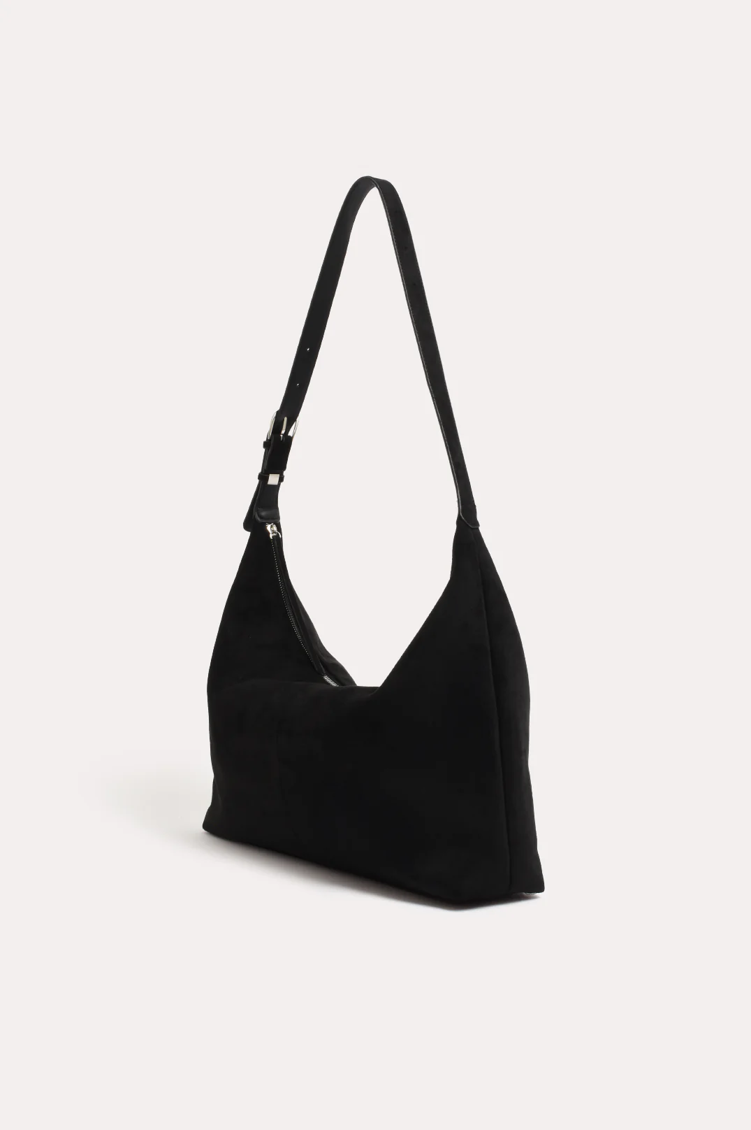Wren Faux Suede Slouchy Tote (Black) - Image 3