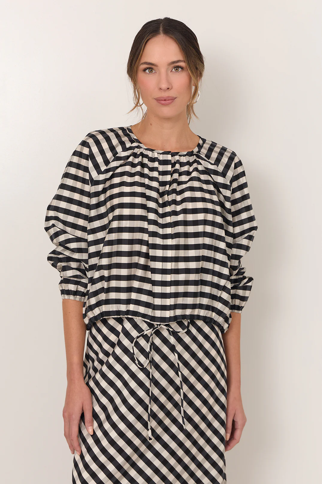 Yasmine Raglan Sleeve Gingham Top (Print) - Image 5
