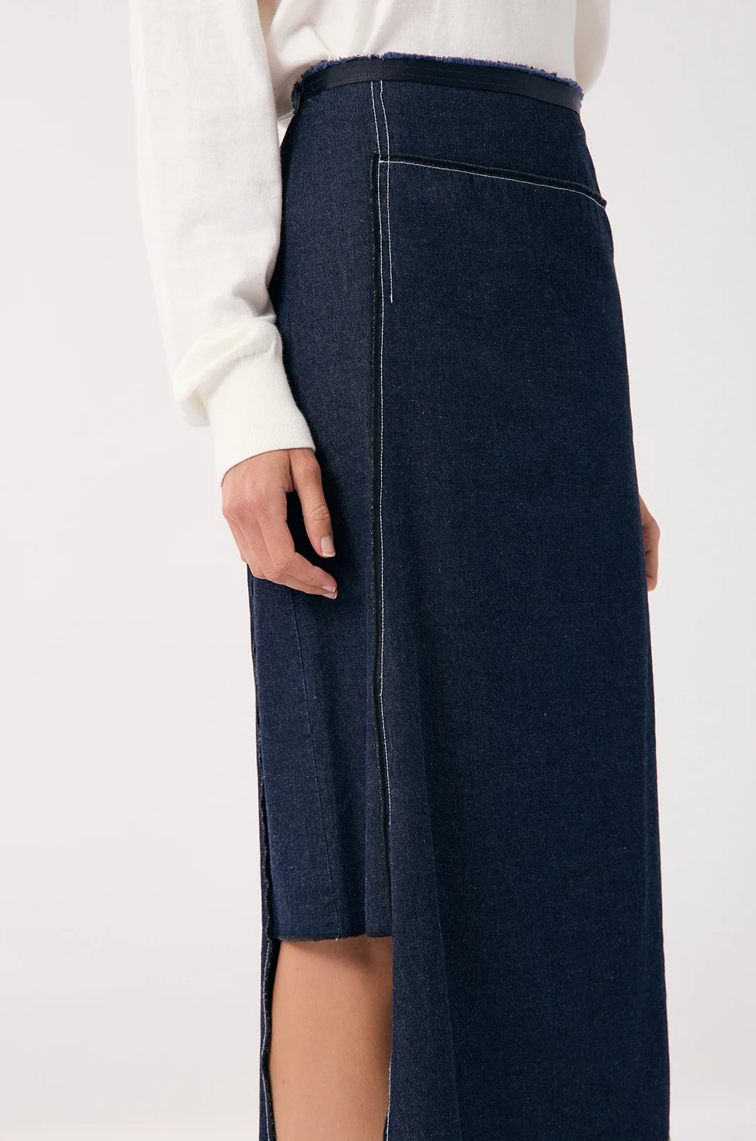 Yuliana Asymmetric Midi Skirt (Denim) - Image 3